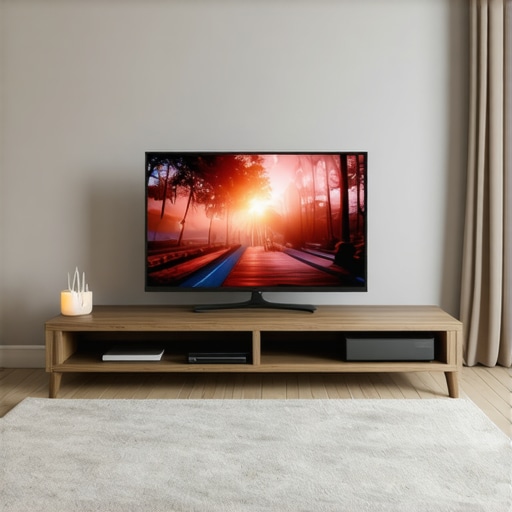 A stylish living room featuring a large Mini LED TV showing vivid imagery, surrounded by modern decor.