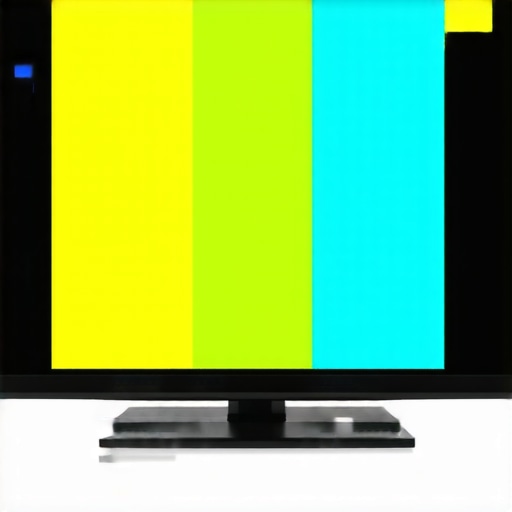 Close-up of a TV screen showing calibration patterns for brightness and contrast tuning.