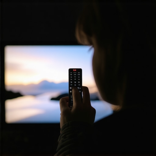 Person adjusting mini LED TV contrast and brightness settings