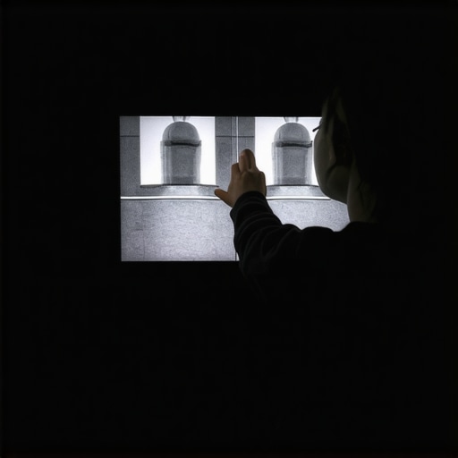 Person fine-tuning contrast and brightness on a Mini LED TV in a dark room with test patterns