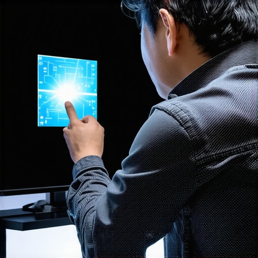 Technician fine-tuning contrast and brightness settings on a professional mini LED display.