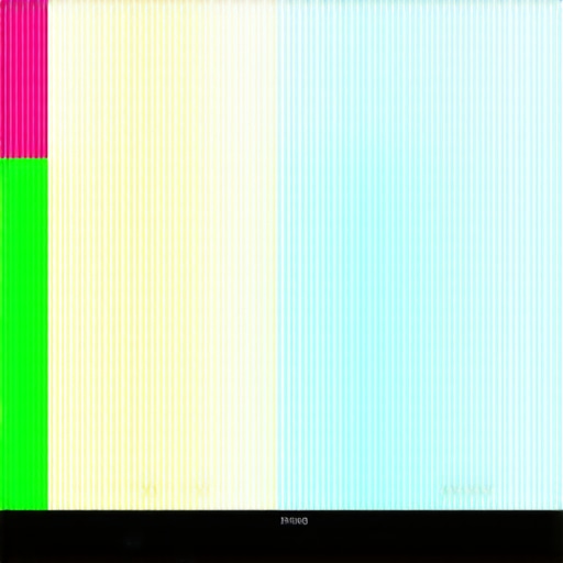 Mini LED TV screen showing calibration test patterns for adjusting brightness and contrast.