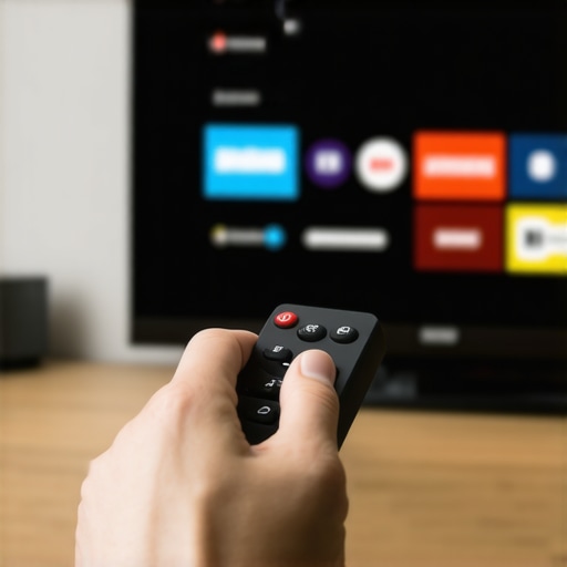 Person fine-tuning contrast and brightness on a Mini LED TV with remote