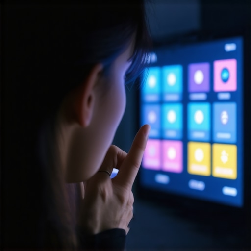 Person fine-tuning contrast and brightness on a mini LED TV for vivid viewing.