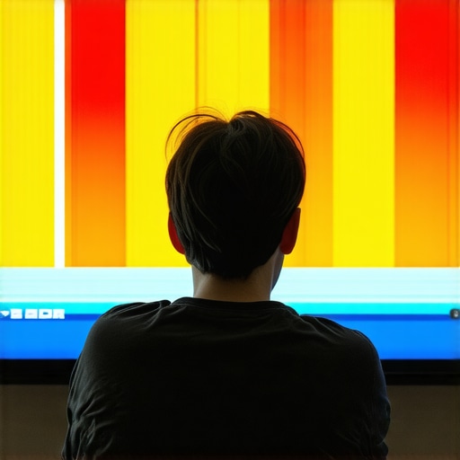 Person calibrating contrast and brightness controls on a mini LED TV with HDR test pattern