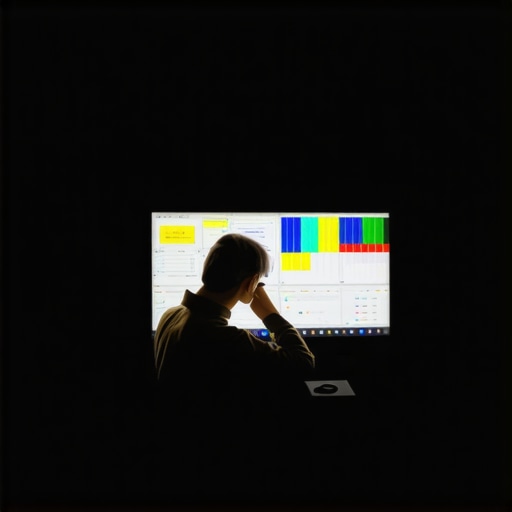 Technician calibrating a mini LED TV with professional tools in a dark room for optimal contrast and HDR brightness