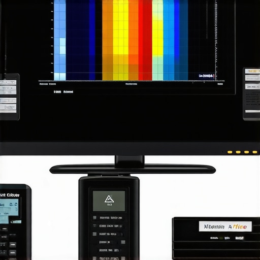 Calibration tools including colorimeter and test patterns adjusting a high-end TV.