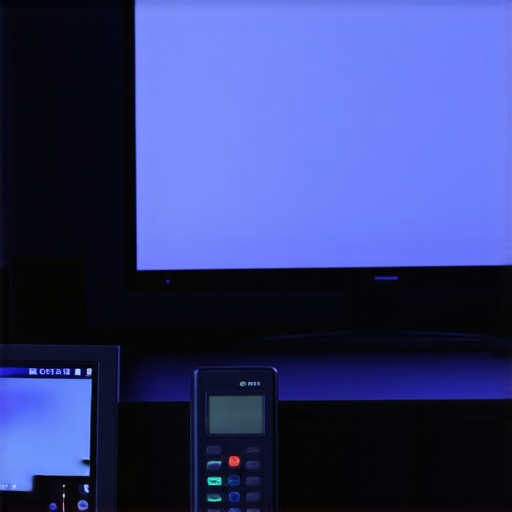 Calibration equipment measuring contrast and brightness on a high-end TV.