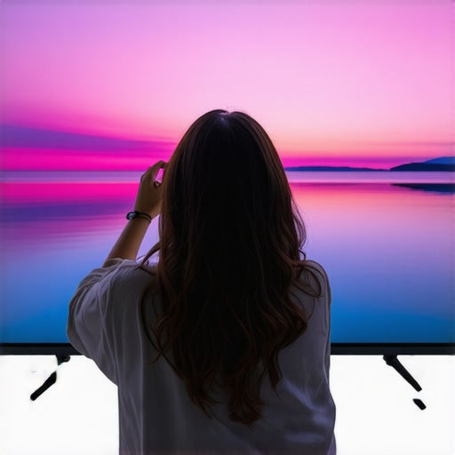 Person calibrating contrast settings on a mini LED TV during HDR scene display.