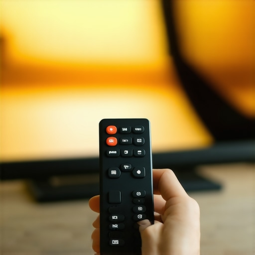 Person adjusting contrast and HDR brightness on a mini LED TV remote